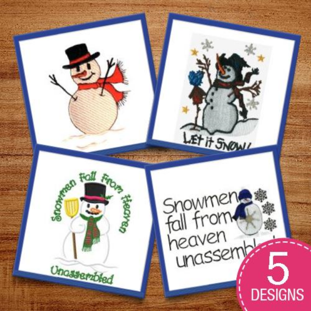 Picture of Flakey Snowmen Embroidery Design Pack