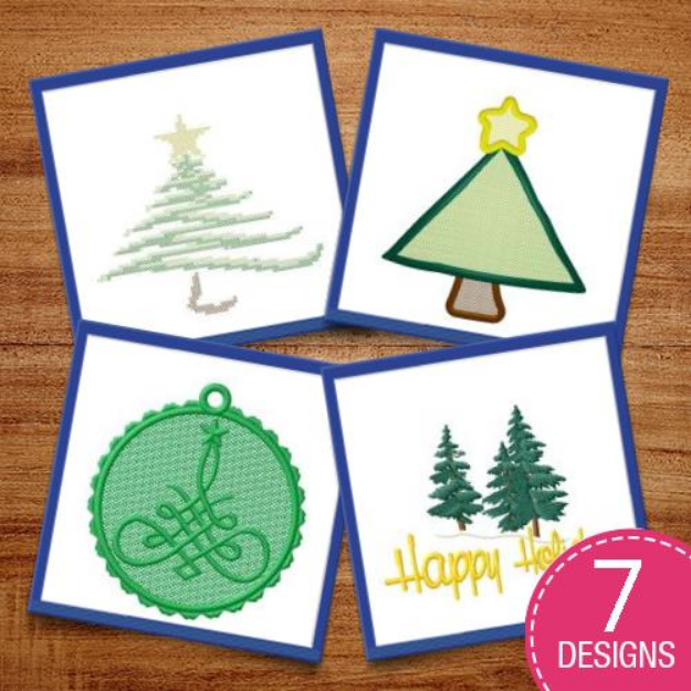 Picture of Holiday Trees & Borders Embroidery Design Pack