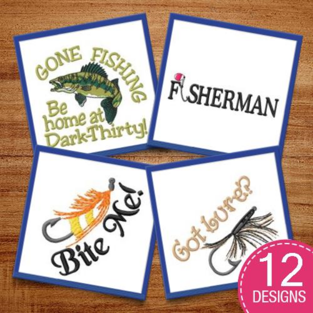 Picture of Fishing Lures & Captions Embroidery Design Pack