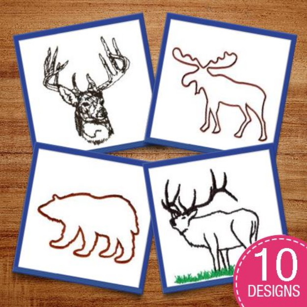 Picture of Wildlife Outlines Embroidery Design Pack