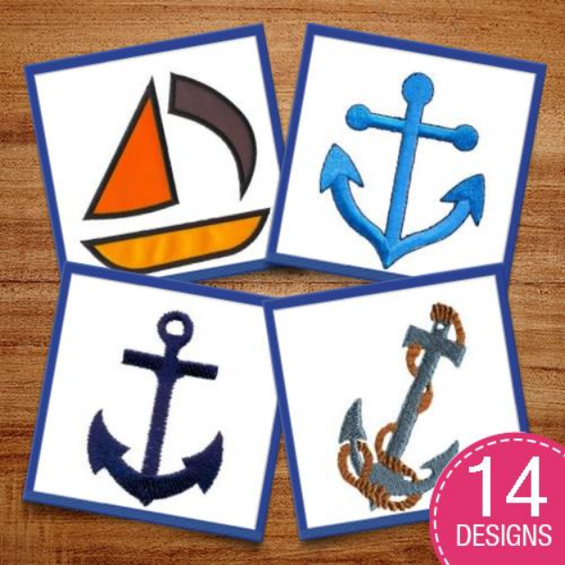 Picture of Nautical Anchors & Boats Embroidery Design Pack
