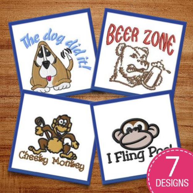 Picture of Funny Cartoon Captions Embroidery Design Pack