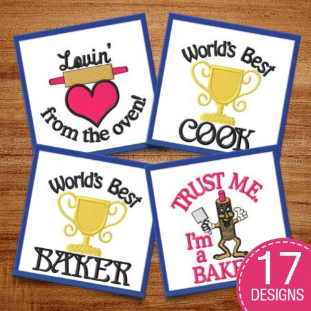 Picture of Humorous Cooking Captions Embroidery Design Pack