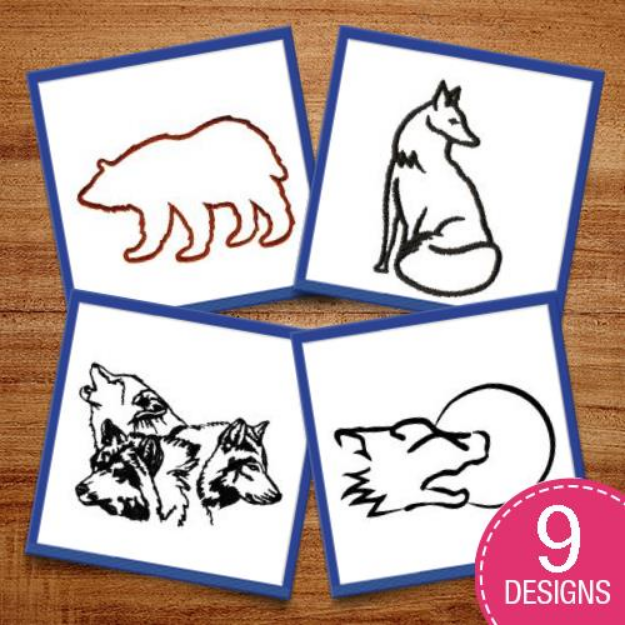 Picture of Awesome Wildlife Outlines Embroidery Design Pack