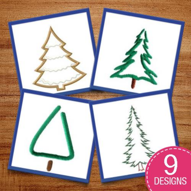 Picture of Christmas Tree Outlines Embroidery Design Pack