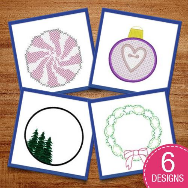 Picture of Christmas Circle Decorations Embroidery Design Pack