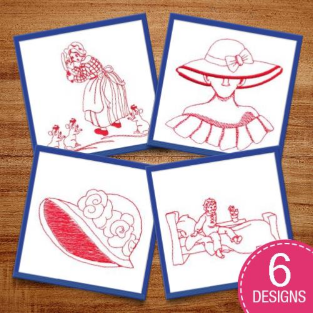 Picture of Delicate Redwork Designs Embroidery Design Pack