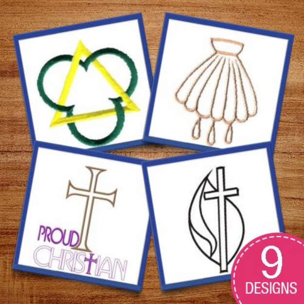 Picture of Christian Crosses & Outlines Embroidery Design Pack