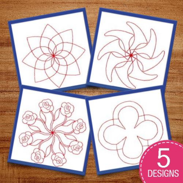 Picture of Redwork Floral Ragwork Embroidery Design Pack