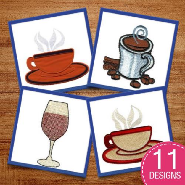 Picture of Drinks Around The Table Embroidery Design Pack