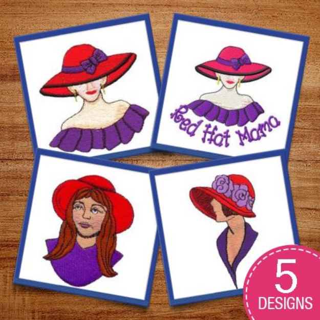 Picture of Red Hat Women Embroidery Design Pack