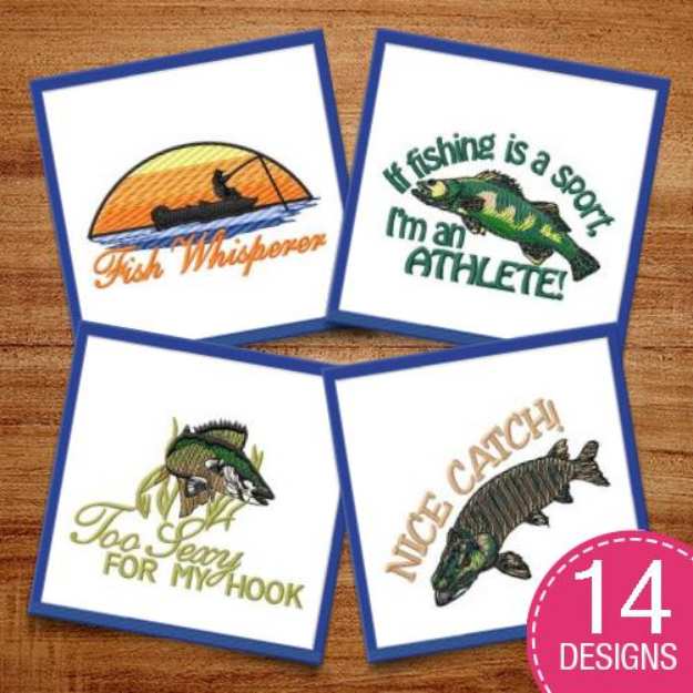 Picture of Funny Fishing Captions Embroidery Design Pack