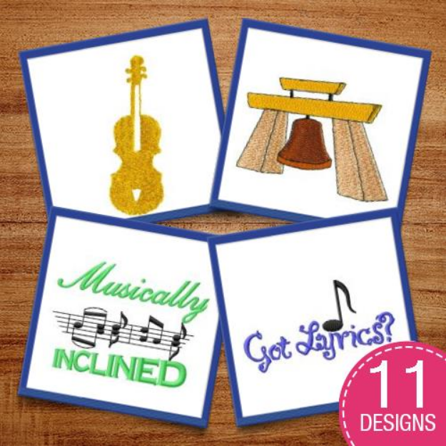 Picture of Musically InclinedNote, music, sign, symbol, scale, hobby, hobbies, eighth, quarter, sixteenth, notation,  Embroidery Design Pack
