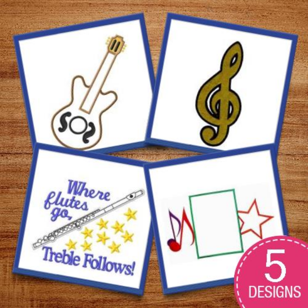 Picture of Musical Applique Embroidery Design Pack