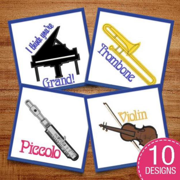 Picture of Instruments Of Music Embroidery Design Pack