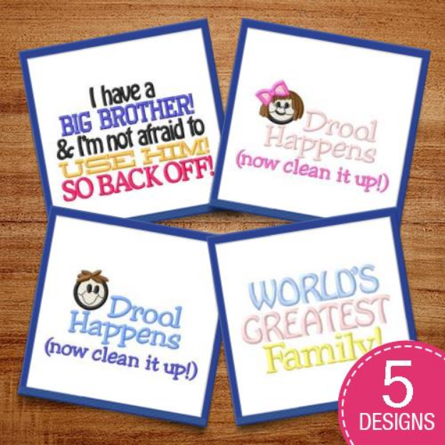 Picture of Family Captions Embroidery Design Pack