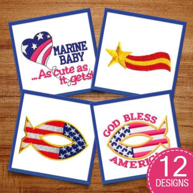 Picture of Born In The USA Embroidery Design Pack