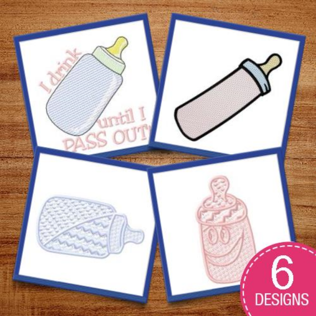 Picture of Baby Bottles & Redwork Embroidery Design Pack