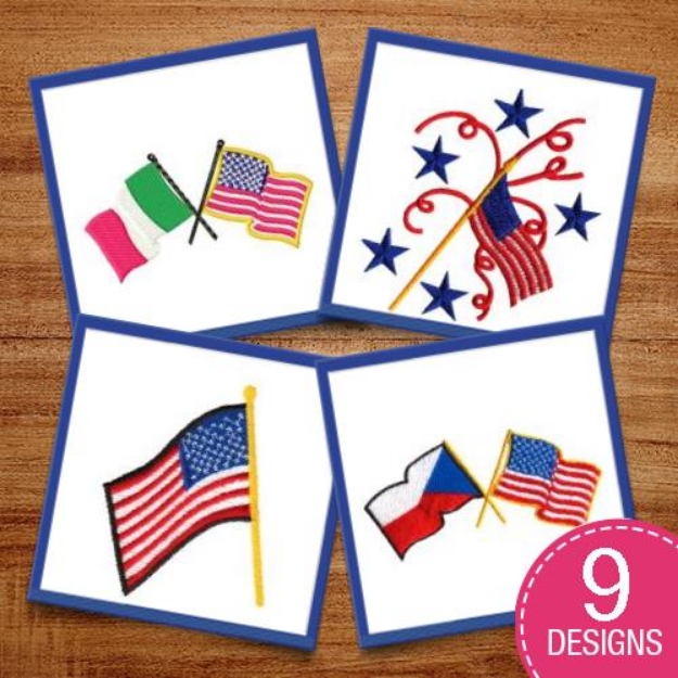 Picture of American & International Flags Embroidery Design Pack