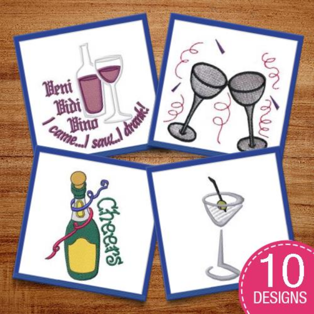 Picture of Wine & Cocktails Embroidery Design Pack