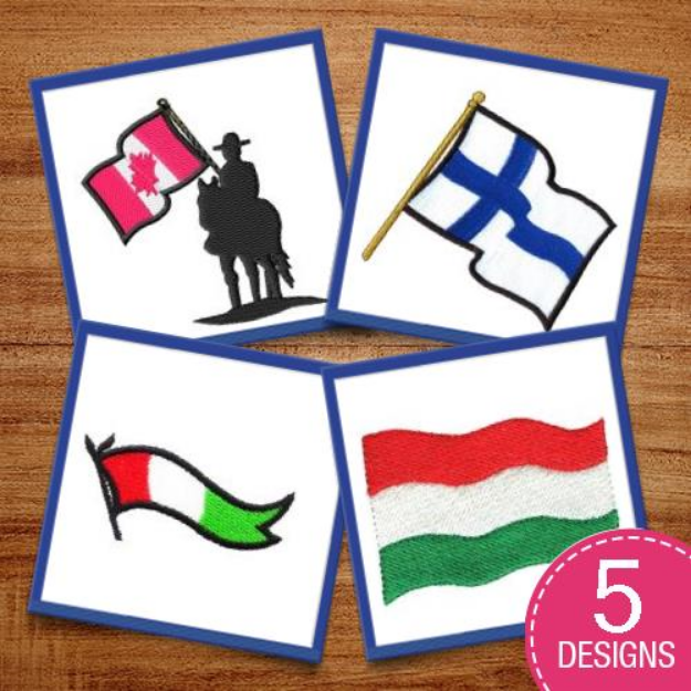 Picture of Flags Around The World Embroidery Design Pack