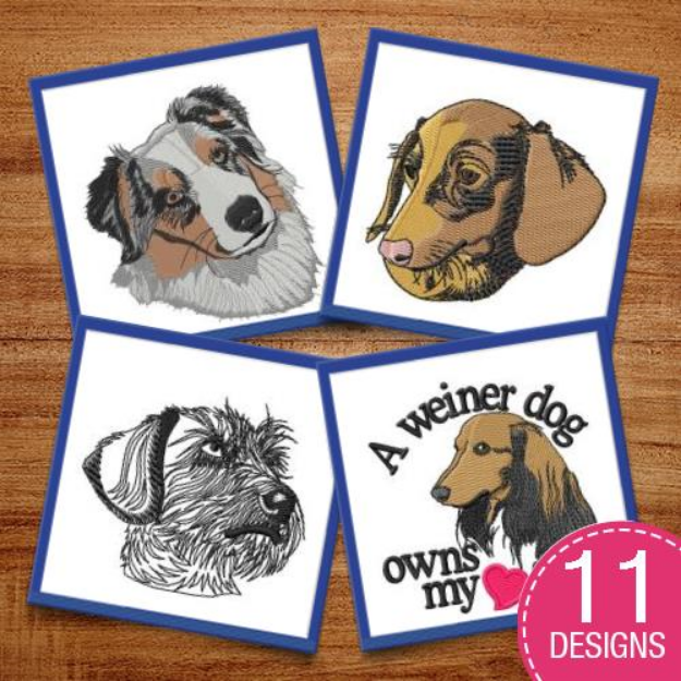 Picture of Realistic Dog Heads Embroidery Design Pack