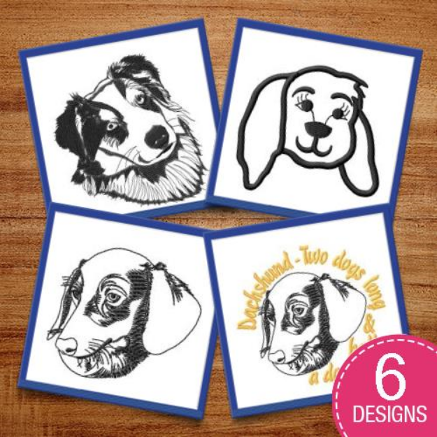 Picture of Dog Head Outlines Embroidery Design Pack