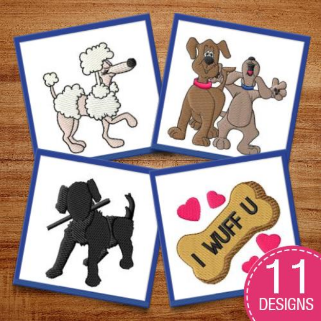 Picture of Cartoon Captions & Dogs Embroidery Design Pack