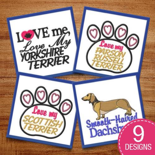 Picture of I Love My Dog Embroidery Design Pack