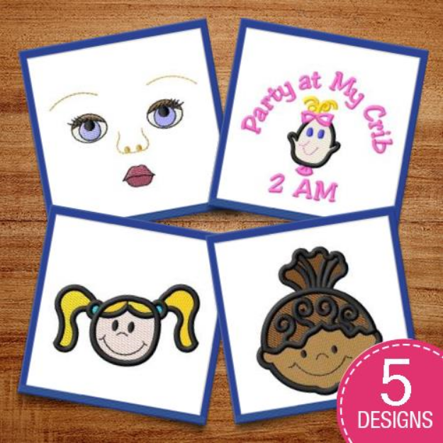 Picture of Cute Little Girls Embroidery Design Pack