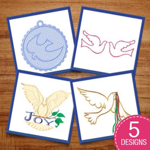 Picture of Chrismtas Doves Embroidery Design Pack