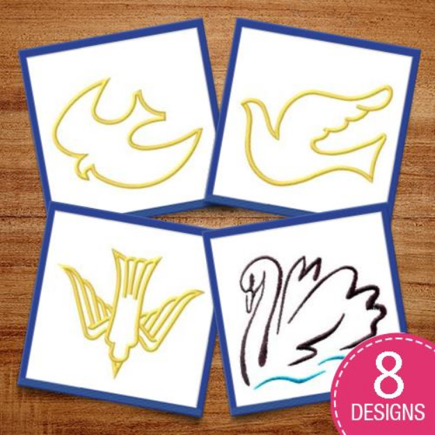 Picture of Pretty Avian Outlines Embroidery Design Pack