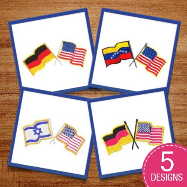 Picture of International & American Flags Embroidery Design Pack