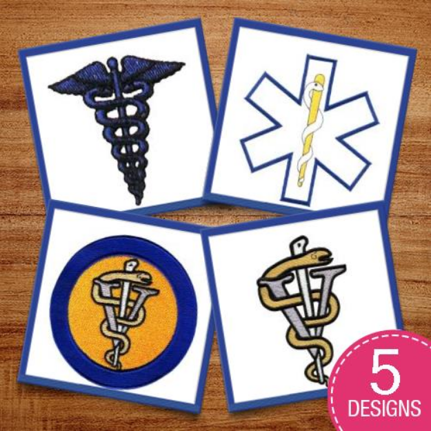 Picture of Medical Snakes & Staffs Embroidery Design Pack