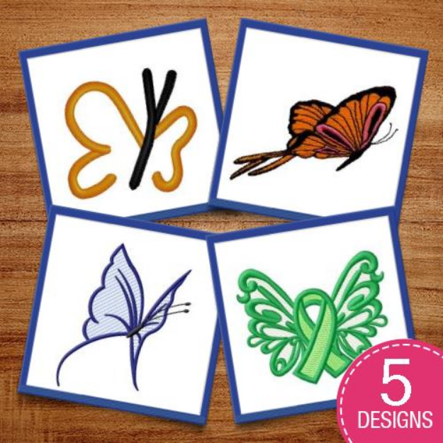 Picture of Swirly Butterflies Embroidery Design Pack