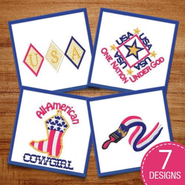 Picture of Thank You Red White & Blue Embroidery Design Pack