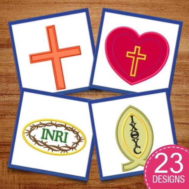 Picture of Artistic Christian Symbols Embroidery Design Pack