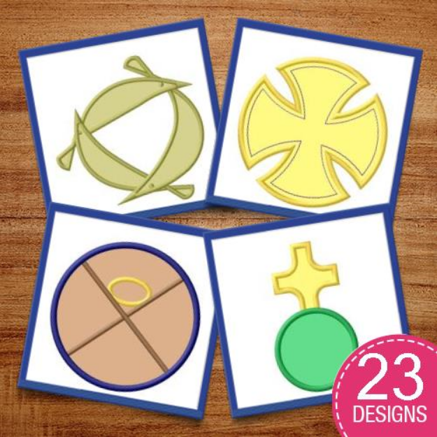 Picture of Christian Symbols & Patches Embroidery Design Pack
