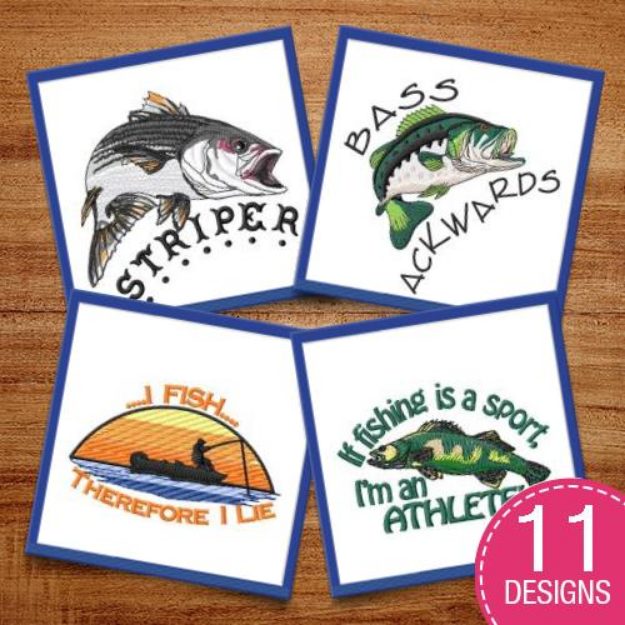 Picture of Fishing Silly Captions Embroidery Design Pack