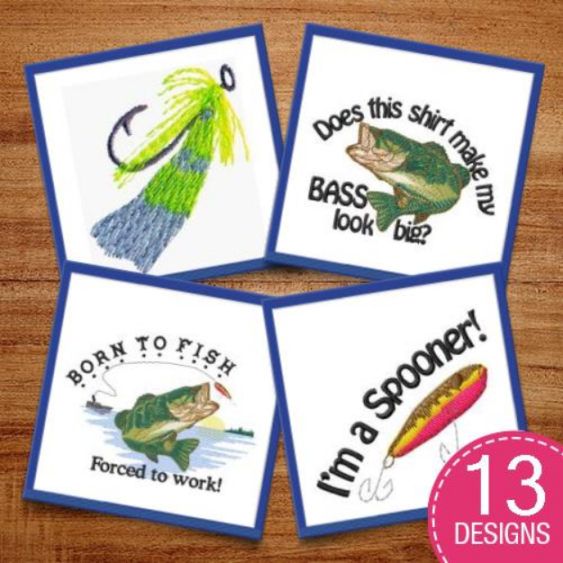 Picture of Born To Fish Embroidery Design Pack