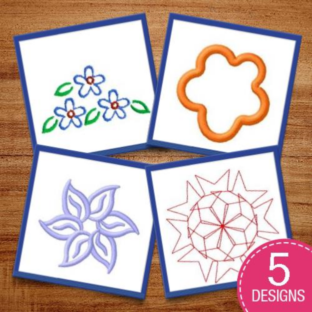 Picture of Floral Outlines Embroidery Design Pack