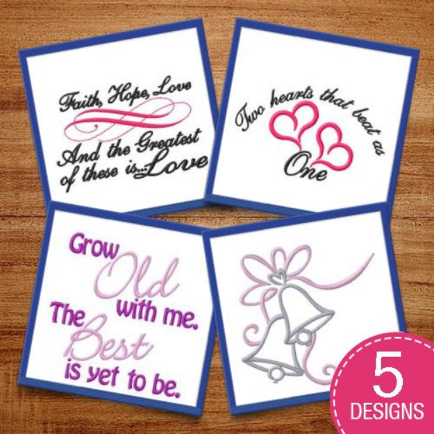 Picture of Delicate Wedding Wishes Embroidery Design Pack