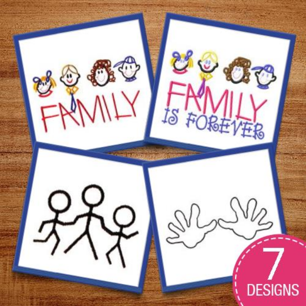 Picture of Stick Figure Families Embroidery Design Pack