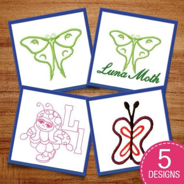 Picture of Pretty Insect Outlines Embroidery Design Pack