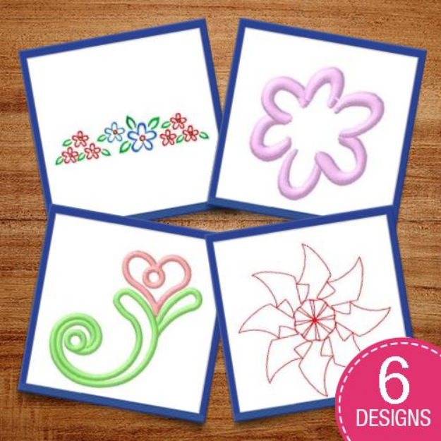 Picture of Gorgeous Outline Flowers Embroidery Design Pack