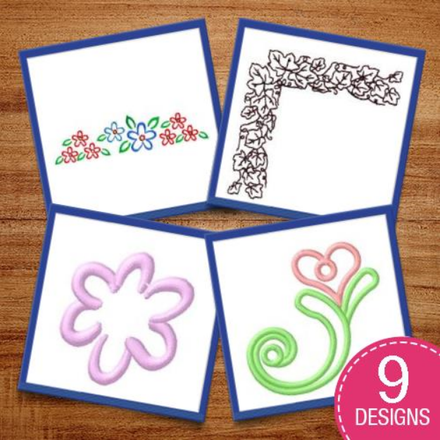 Picture of Floral Outlines Embroidery Design Pack