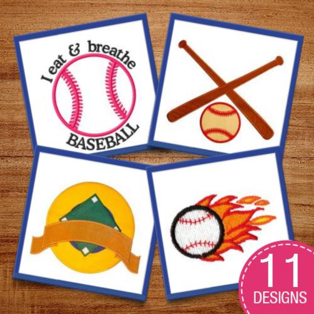 Picture of At The Ballpark Embroidery Design Pack