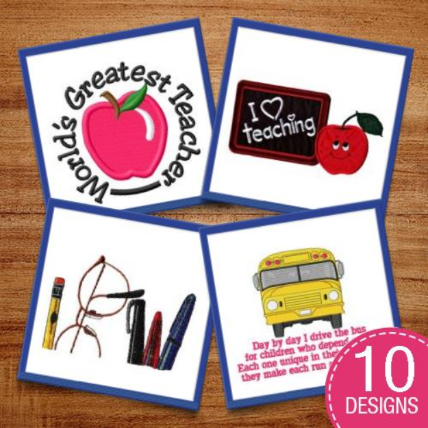 Picture of Back To Class Embroidery Design Pack