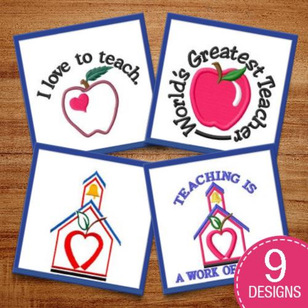 Picture of Love To Teach Embroidery Design Pack
