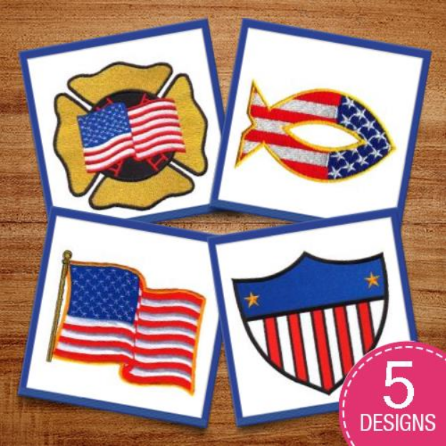 Picture of All American Flags Embroidery Design Pack